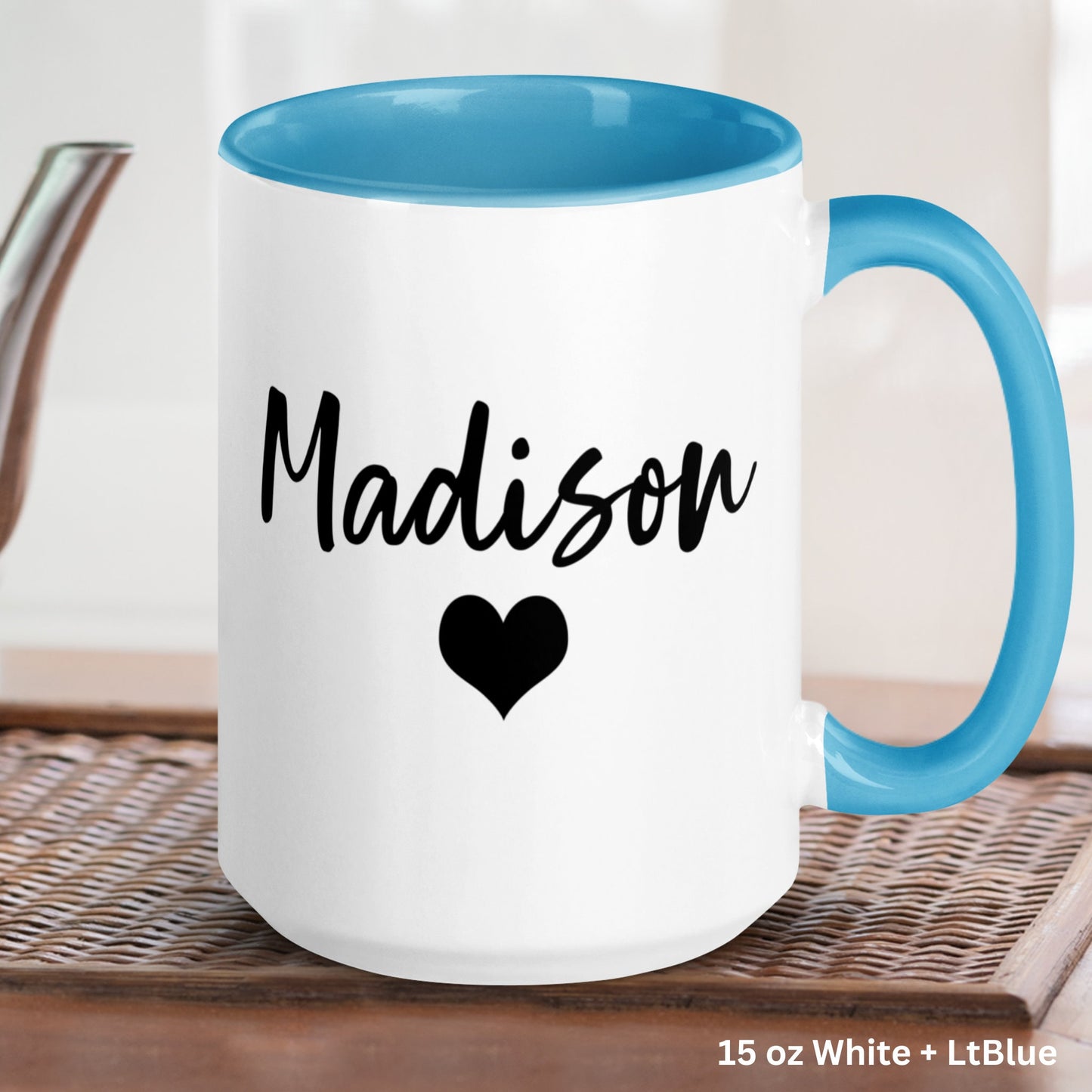 Valentines Day, Personalized Heart Mug, Custom Name Mug, Heart Coffee Mug - Zehnaria - ALL PERSONALIZED - Mugs