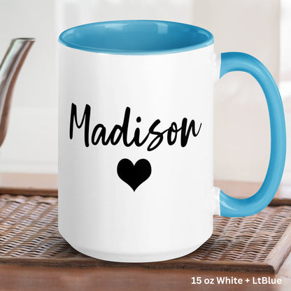 Valentines Day, Personalized Heart Mug, Custom Name Mug, Heart Coffee Mug - Zehnaria - ALL PERSONALIZED - Mugs