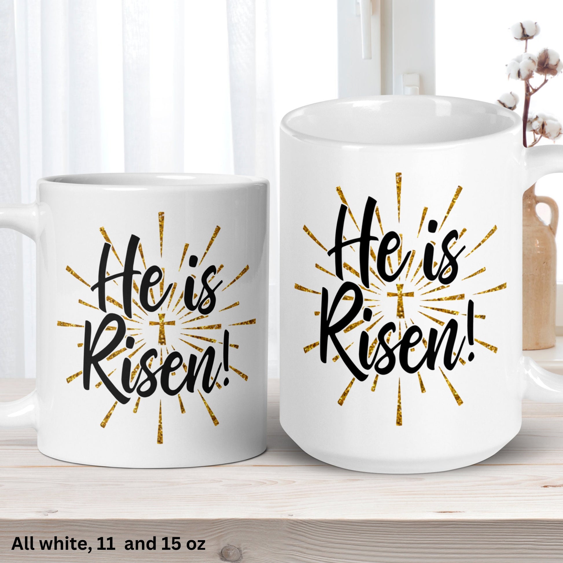 Christian Gifts, Christian Mug, He Is Risen, Easter Mugs - Zehnaria - MORE HOLIDAYS & SEASONS - Mugs