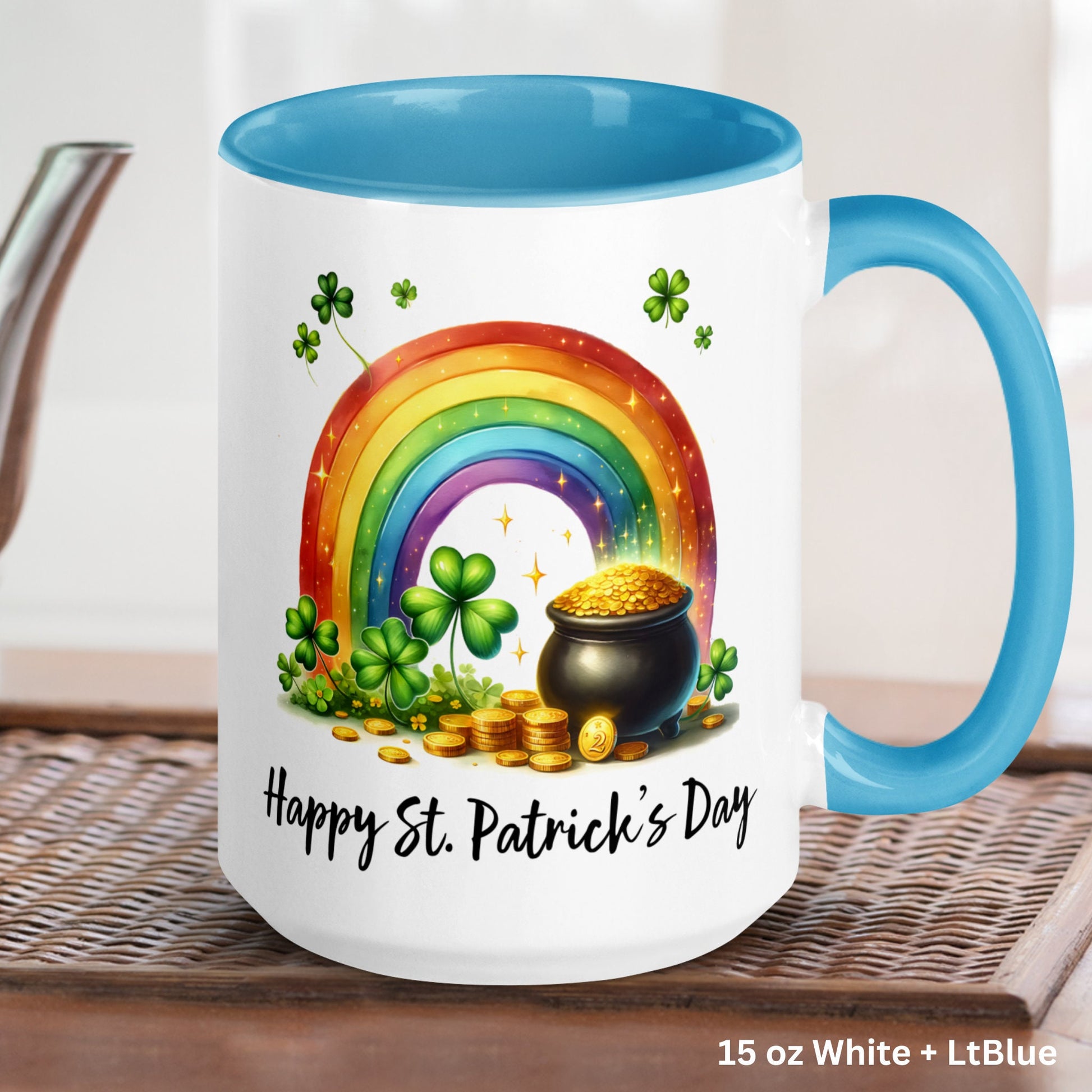 Personalized St Patricks Day Gifts, Rainbow Mug, Irish Coffee Mug, Saint Patricks Day, Shamrock Clover, Good Luck Mug, Holiday Gift, 1456 - Zehnaria - MORE HOLIDAYS & SEASONS - Mugs