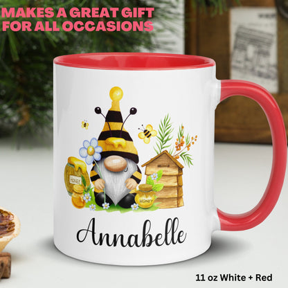 Gnome Mug, Personalized Gift, Honey Bee Mug, Bee Gnome - Zehnaria - MORE HOLIDAYS & SEASONS - Mugs