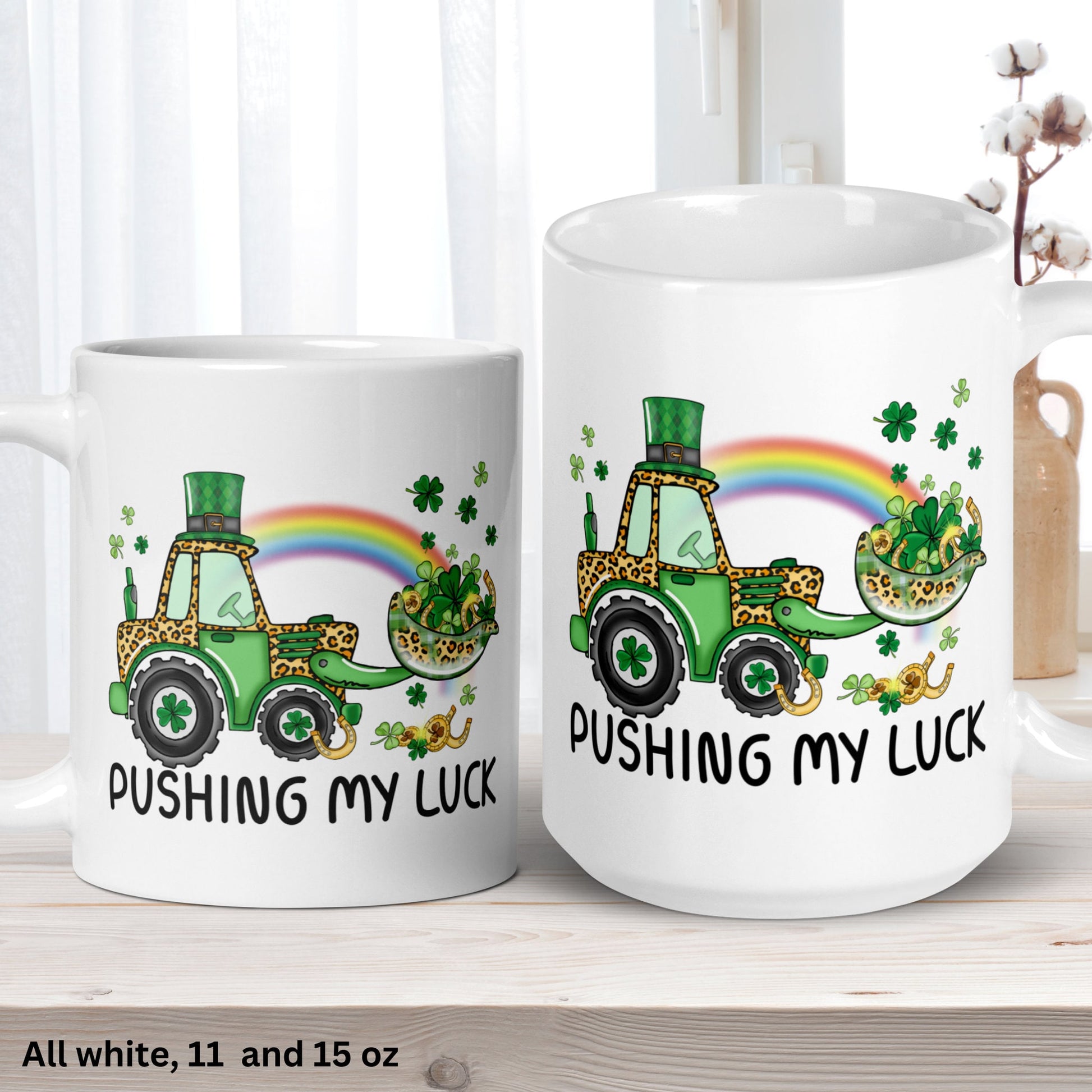 St Patricks Day Gifts, Pushing My Luck, Irish Coffee Mug, Saint Patrick's Day Gift - Zehnaria - MORE HOLIDAYS & SEASONS - Mugs