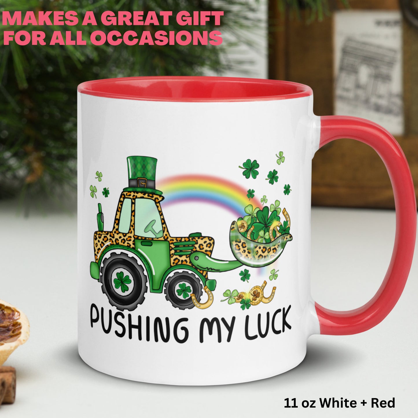 St Patricks Day Gifts, Pushing My Luck, Irish Coffee Mug, Saint Patrick's Day Gift - Zehnaria - MORE HOLIDAYS & SEASONS - Mugs