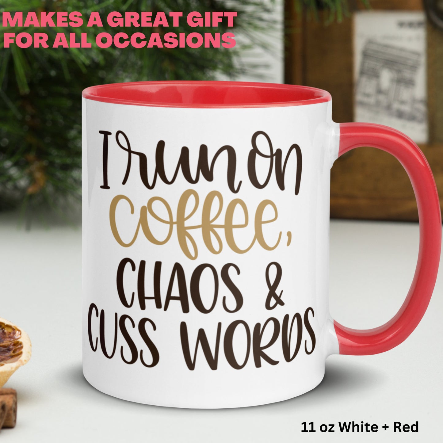 Funny Coffee Mug, I Run On Coffee, Chaos and Cuss Words, Sarcastic Mug - Zehnaria - FUNNY HUMOR - Mugs