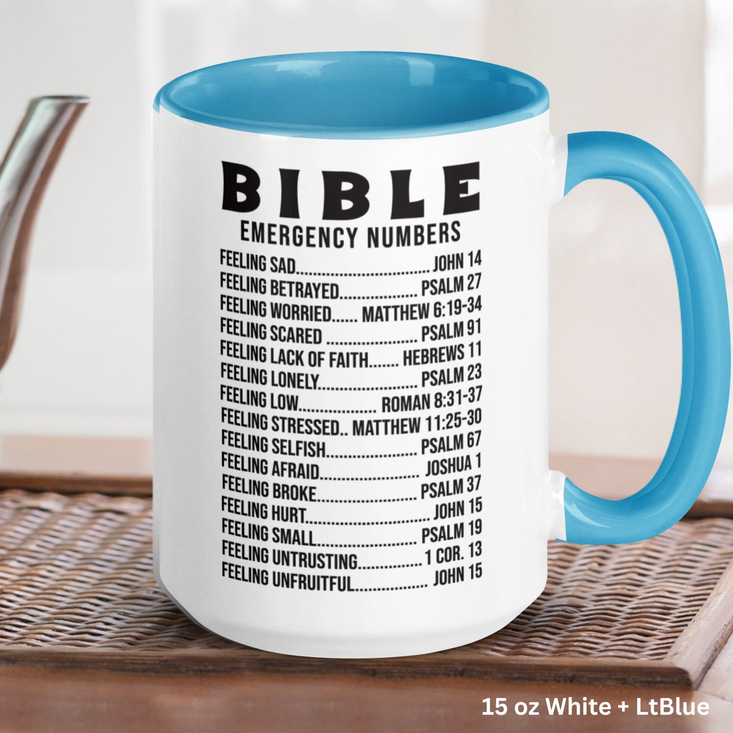 Bible Emergency Numbers Mug, Bible Mug, Christian Gifts, Christian Mugs - Zehnaria - FAITH AND RELIGION - Mugs