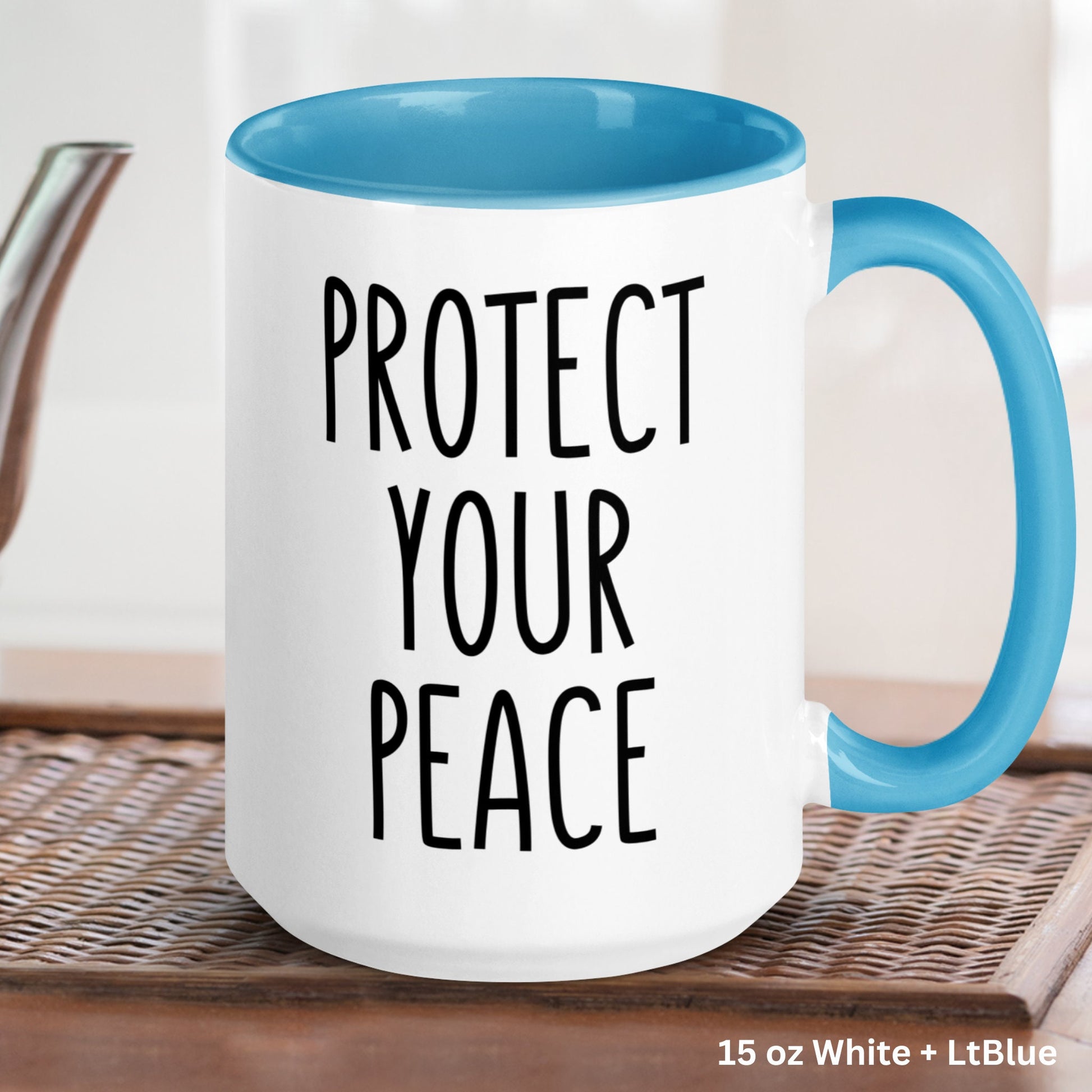 Protect Your Peace, Yoga Mug, Inspirational Mug, Meditation Coffee Mug - Zehnaria - FUNNY HUMOR - Mugs