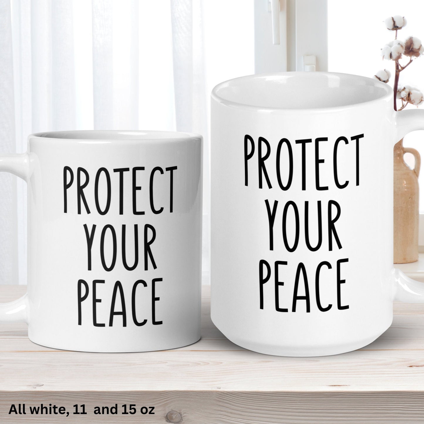 Protect Your Peace, Yoga Mug, Inspirational Mug, Meditation Coffee Mug - Zehnaria - FUNNY HUMOR - Mugs