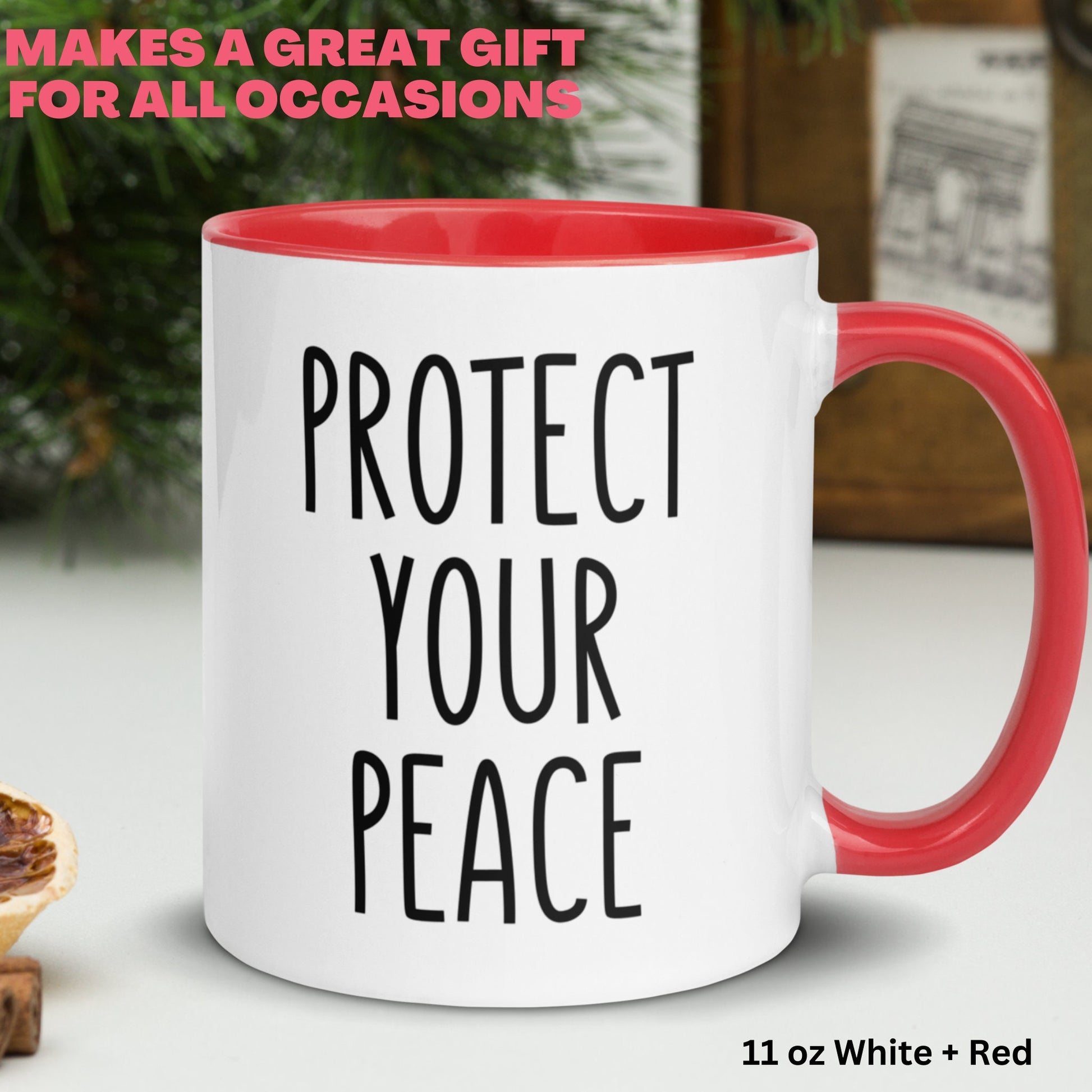 Protect Your Peace, Yoga Mug, Inspirational Mug, Meditation Coffee Mug - Zehnaria - FUNNY HUMOR - Mugs