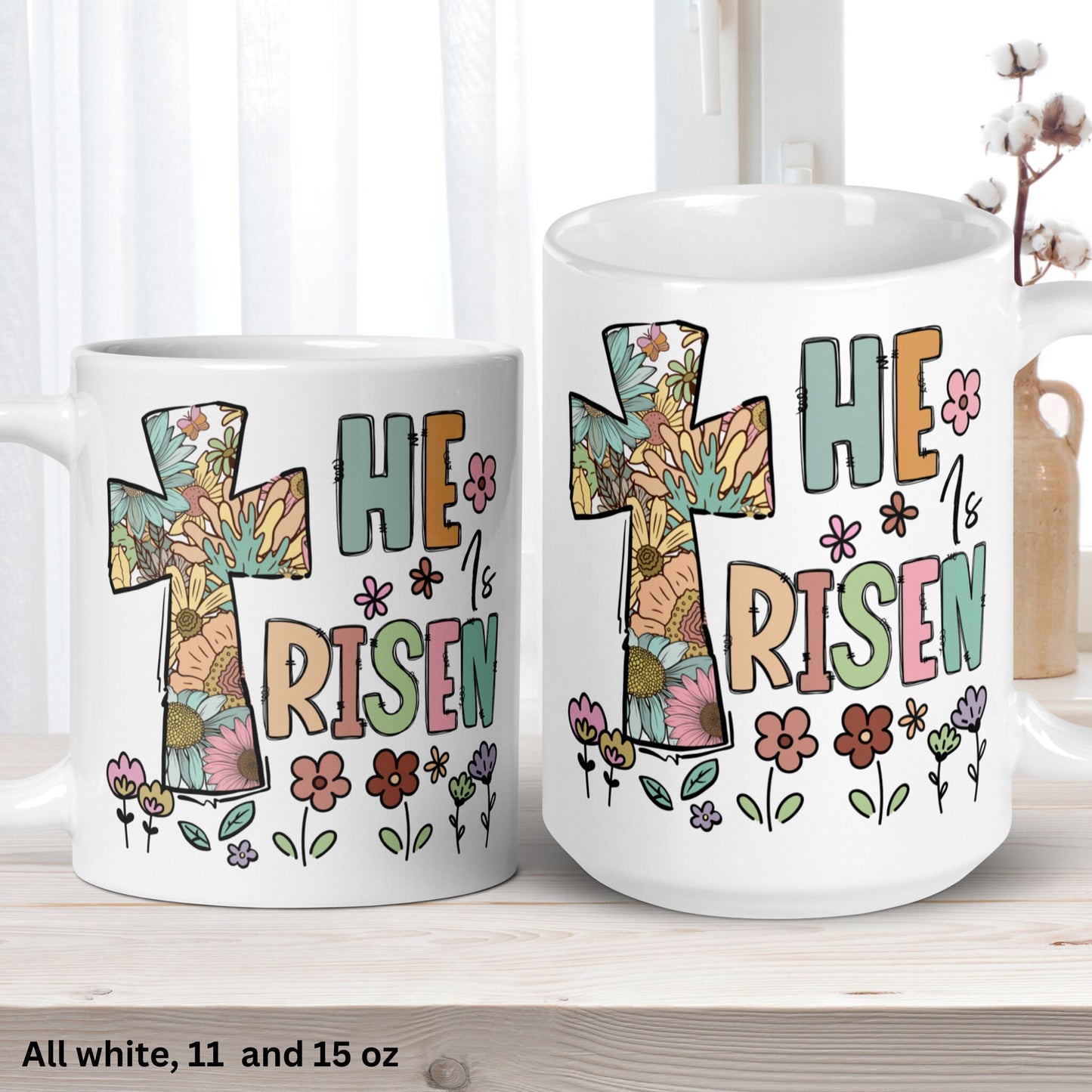 Christian Gifts, Christian Mug, He Is Risen, Easter Mugs - Zehnaria - MORE HOLIDAYS & SEASONS - Mugs