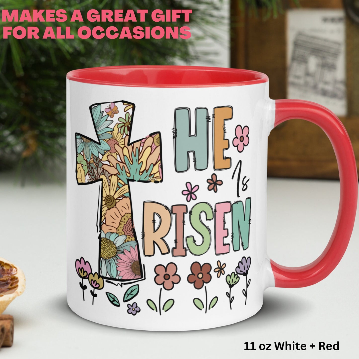 Christian Gifts, Christian Mug, He Is Risen, Easter Mugs - Zehnaria - MORE HOLIDAYS & SEASONS - Mugs