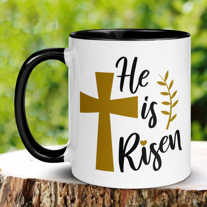 Christian Gifts, Christian Mug, He Is Risen, Easter Mugs, Christian Coffee Mug, Jesus Gold Cross Mug, Easter Coffee Cup, Easter Gift, 1451 - Zehnaria - MORE HOLIDAYS & SEASONS - Mugs