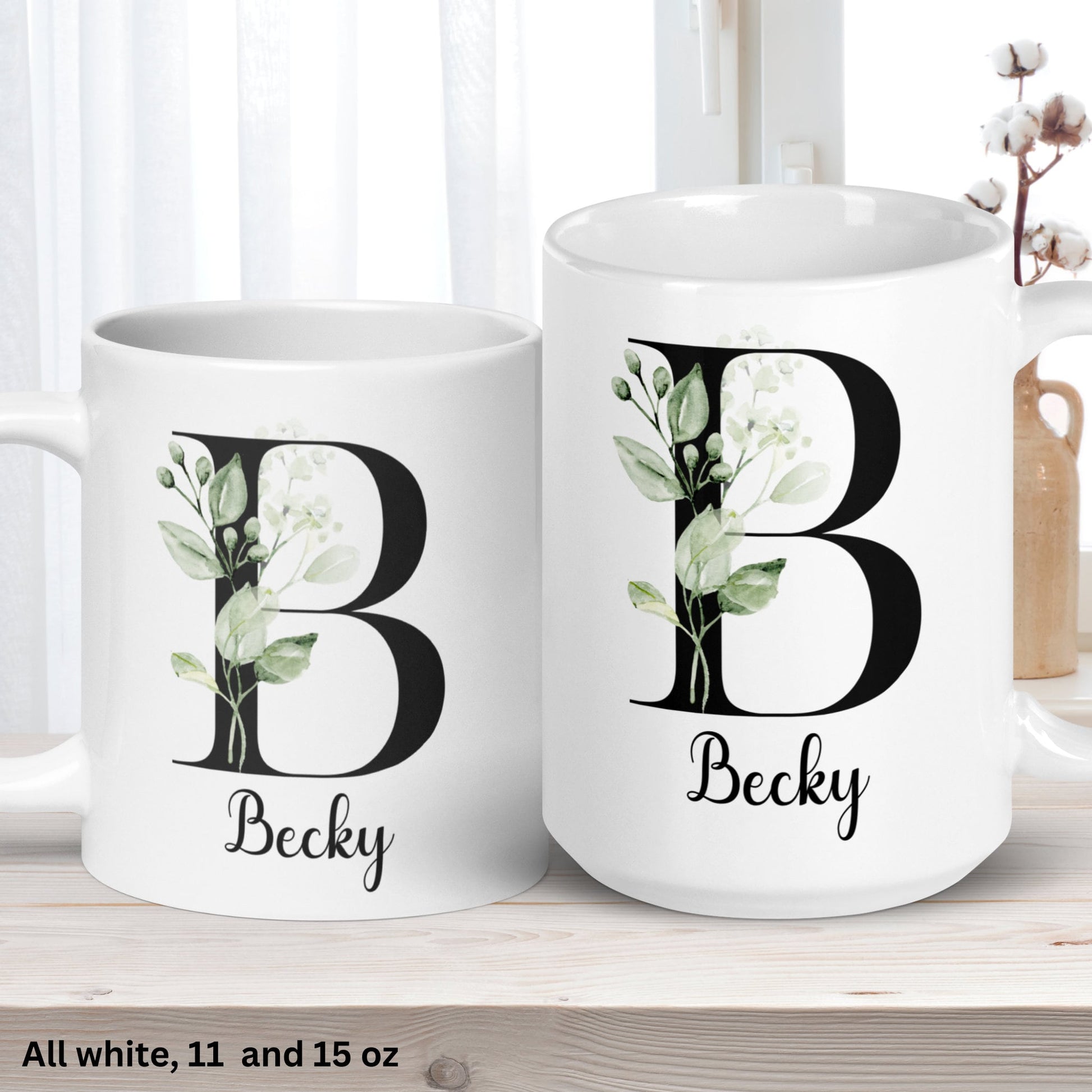 Personalized Gift, Name Mug, Initial Mug, Single Letter Mug - Zehnaria - ALL PERSONALIZED - Mugs