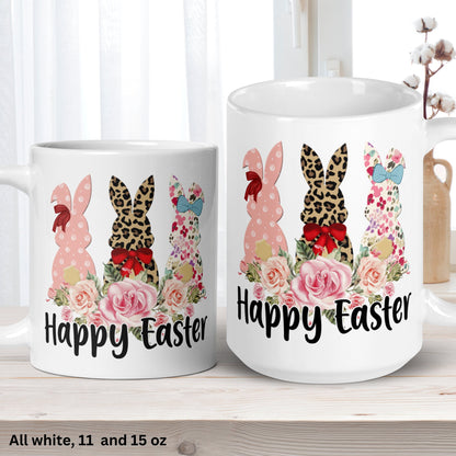 Leopard Easter Bunny Floral Mug, Easter Gifts, Easter Coffee Mug, Easter Cup, Happy Easter Gift, Bunny Rabbit, Floral Pattern, 1464 - Zehnaria - MORE HOLIDAYS & SEASONS - Mugs