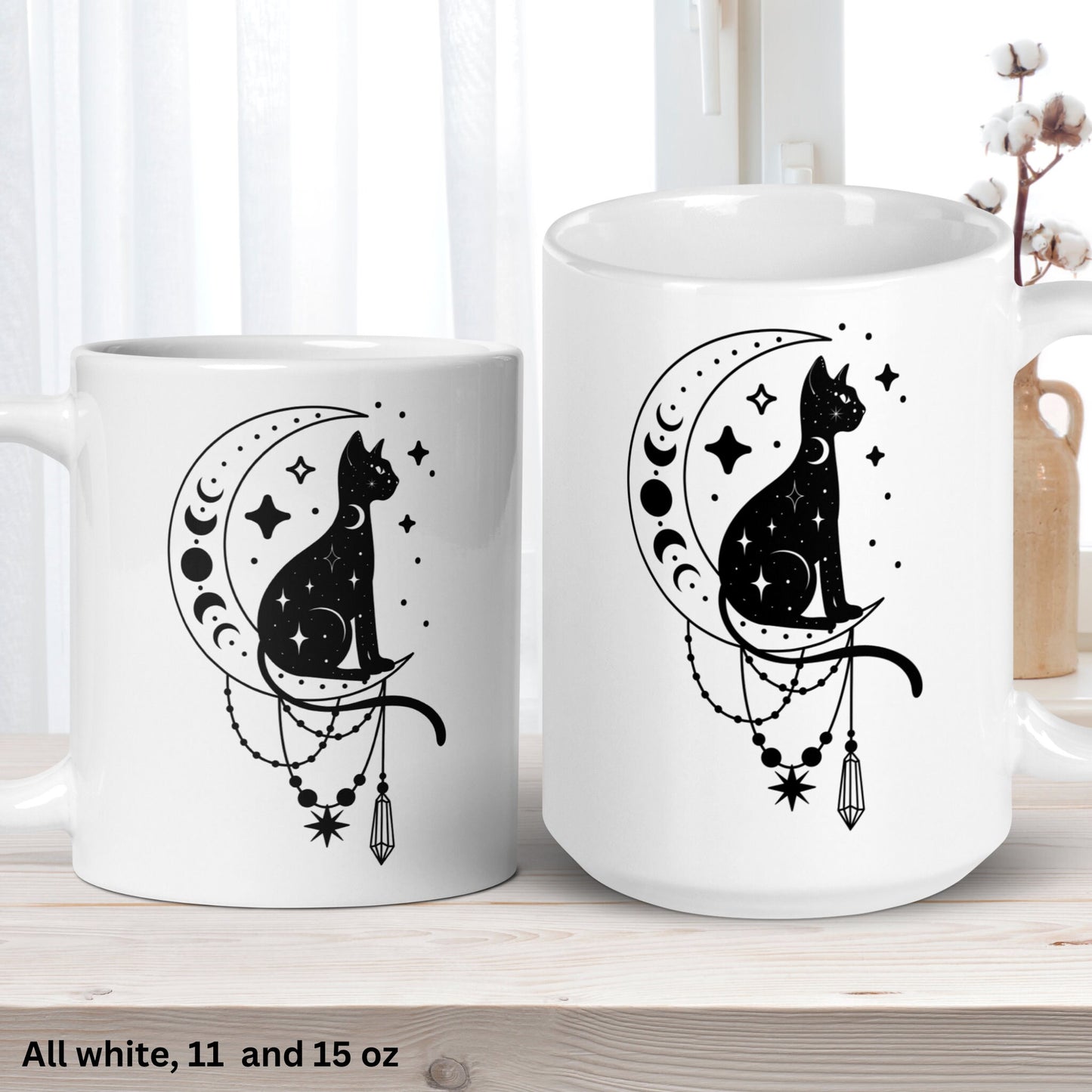 Black Cat Coffee Mug, Witchy Gifts, Mystic Moon Mug, Mystic Cat Mug - Zehnaria - PETS & ANIMALS - Mugs