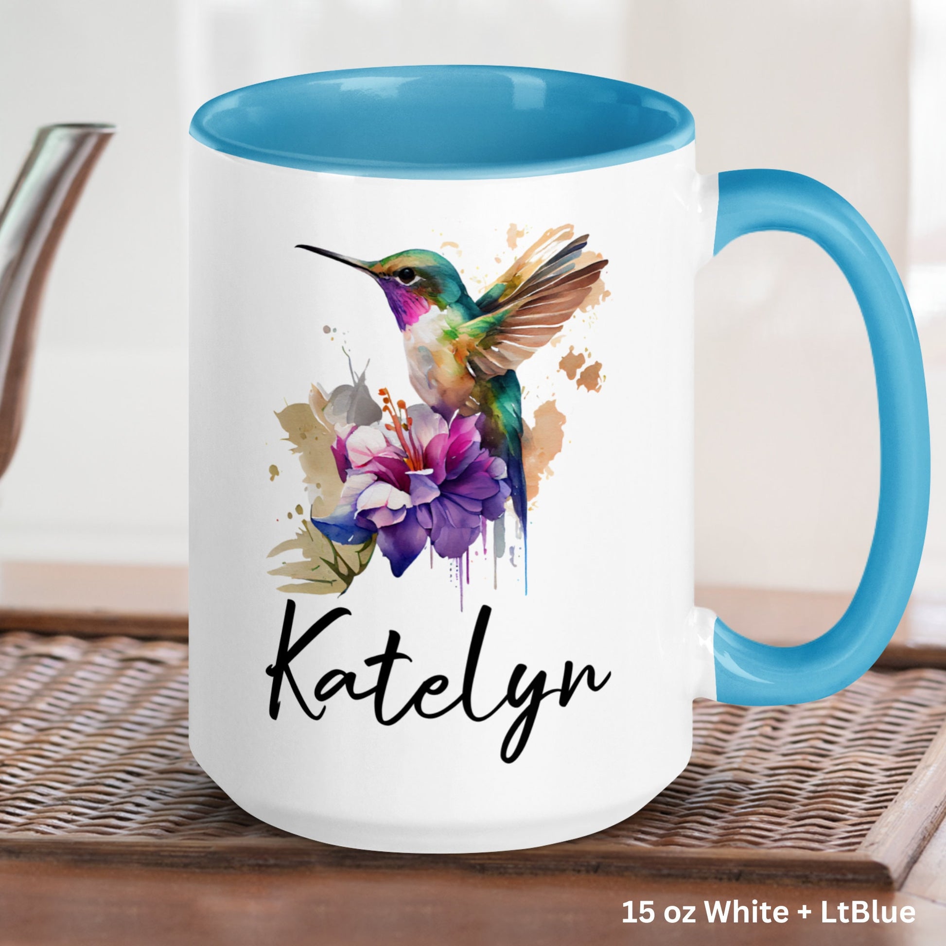 Personalized Hummingbird Mug, Bird Mug, Personalized Gift, Orchid Mug - Zehnaria - PETS & ANIMALS - Mugs