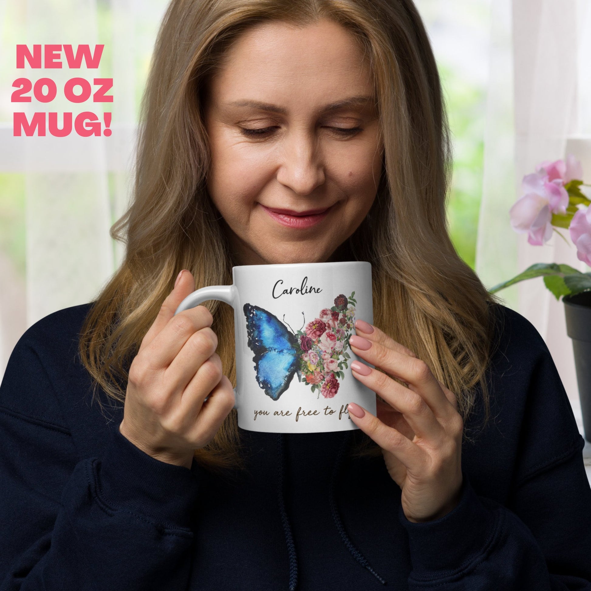 Personalized Butterfly Mug, Custom Mug, Name Mug, Butterfly Coffee Mug - Zehnaria - PETS & ANIMALS - Mugs