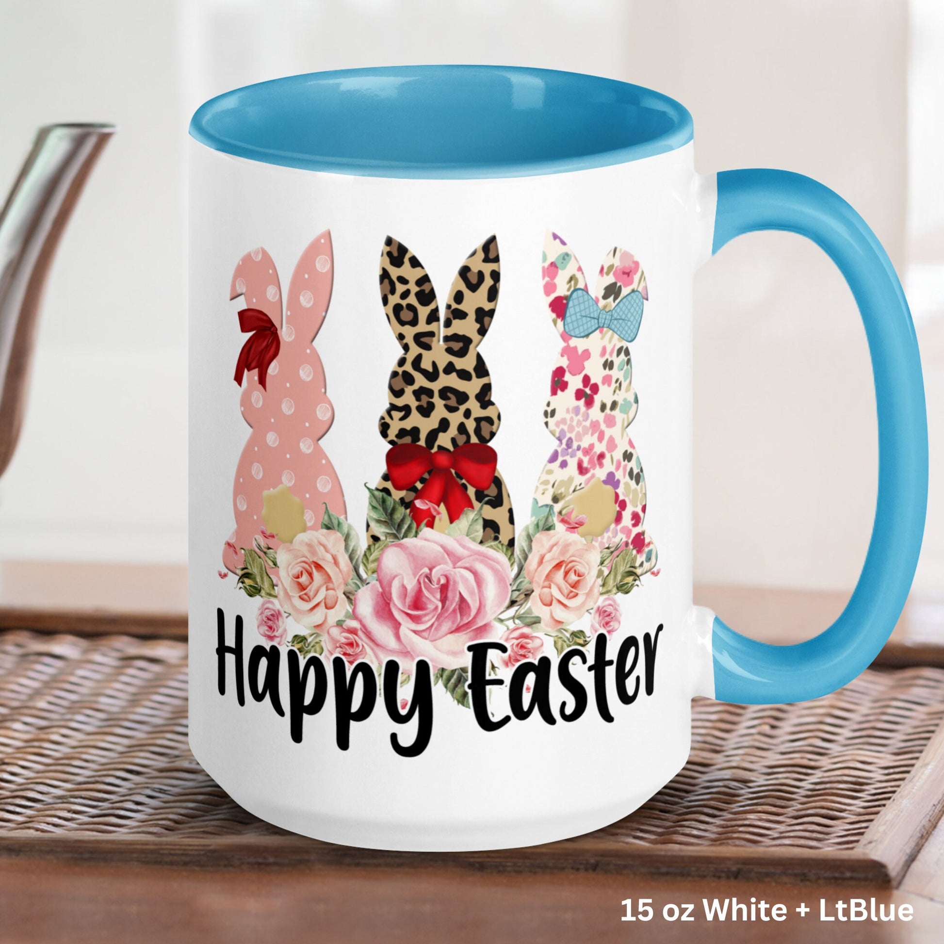 Leopard Easter Bunny Floral Mug, Easter Gifts, Easter Coffee Mug, Easter Cup, Happy Easter Gift, Bunny Rabbit, Floral Pattern, 1464 - Zehnaria - MORE HOLIDAYS & SEASONS - Mugs