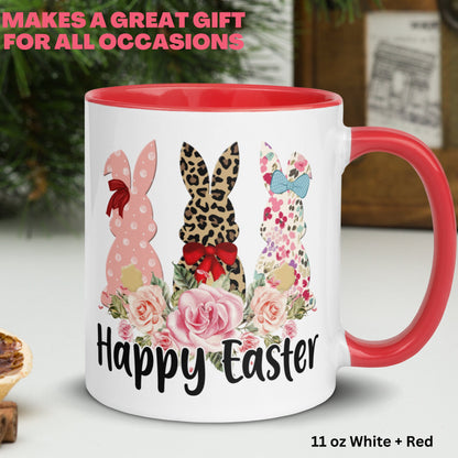 Leopard Easter Bunny Floral Mug, Easter Gifts, Easter Coffee Mug, Easter Cup, Happy Easter Gift, Bunny Rabbit, Floral Pattern, 1464 - Zehnaria - MORE HOLIDAYS & SEASONS - Mugs