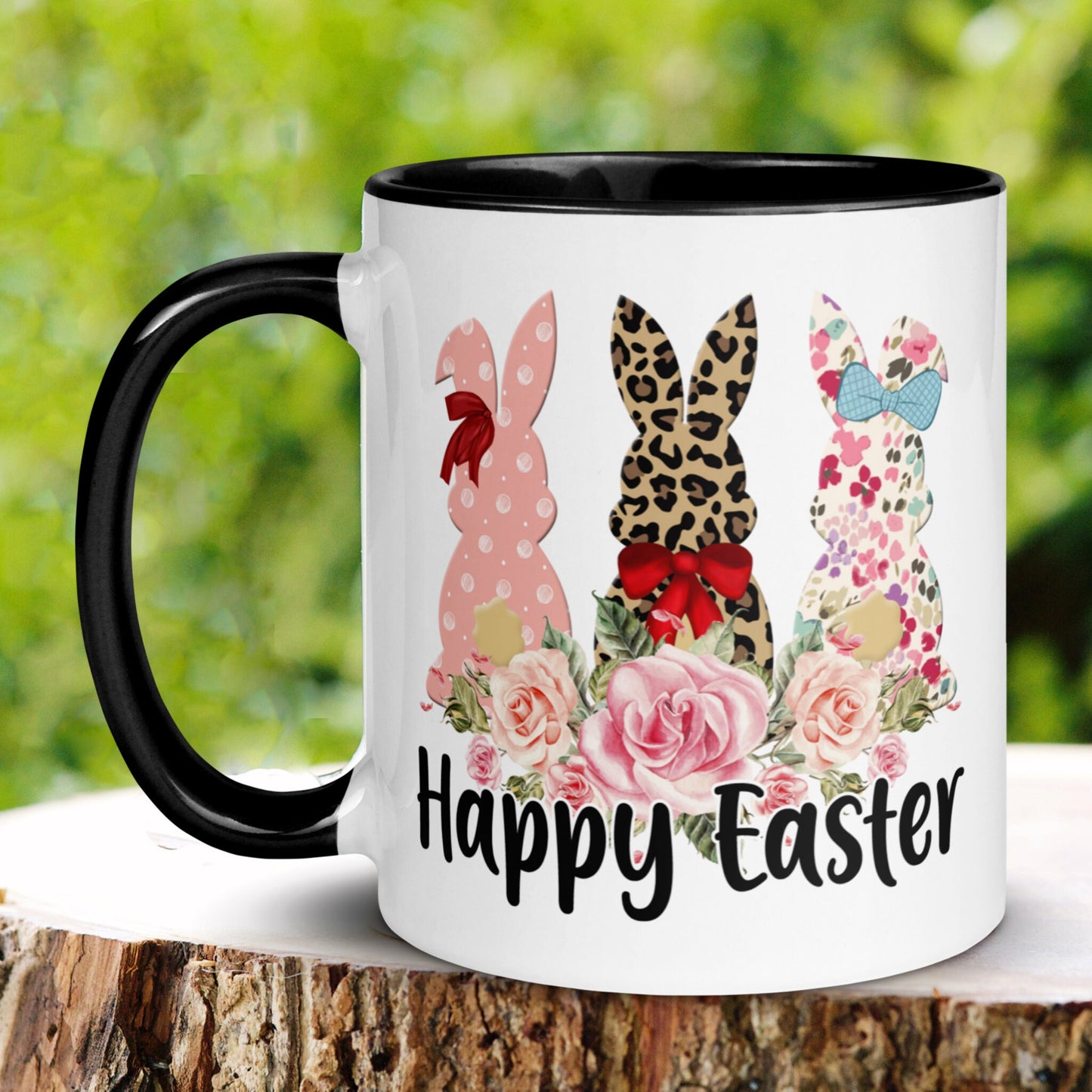 Leopard Easter Bunny Floral Mug, Easter Gifts, Easter Coffee Mug, Easter Cup, Happy Easter Gift, Bunny Rabbit, Floral Pattern, 1464 - Zehnaria - MORE HOLIDAYS & SEASONS - Mugs