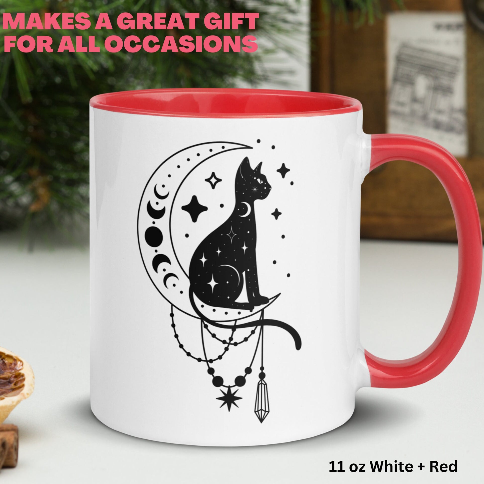 Black Cat Coffee Mug, Witchy Gifts, Mystic Moon Mug, Mystic Cat Mug - Zehnaria - PETS & ANIMALS - Mugs