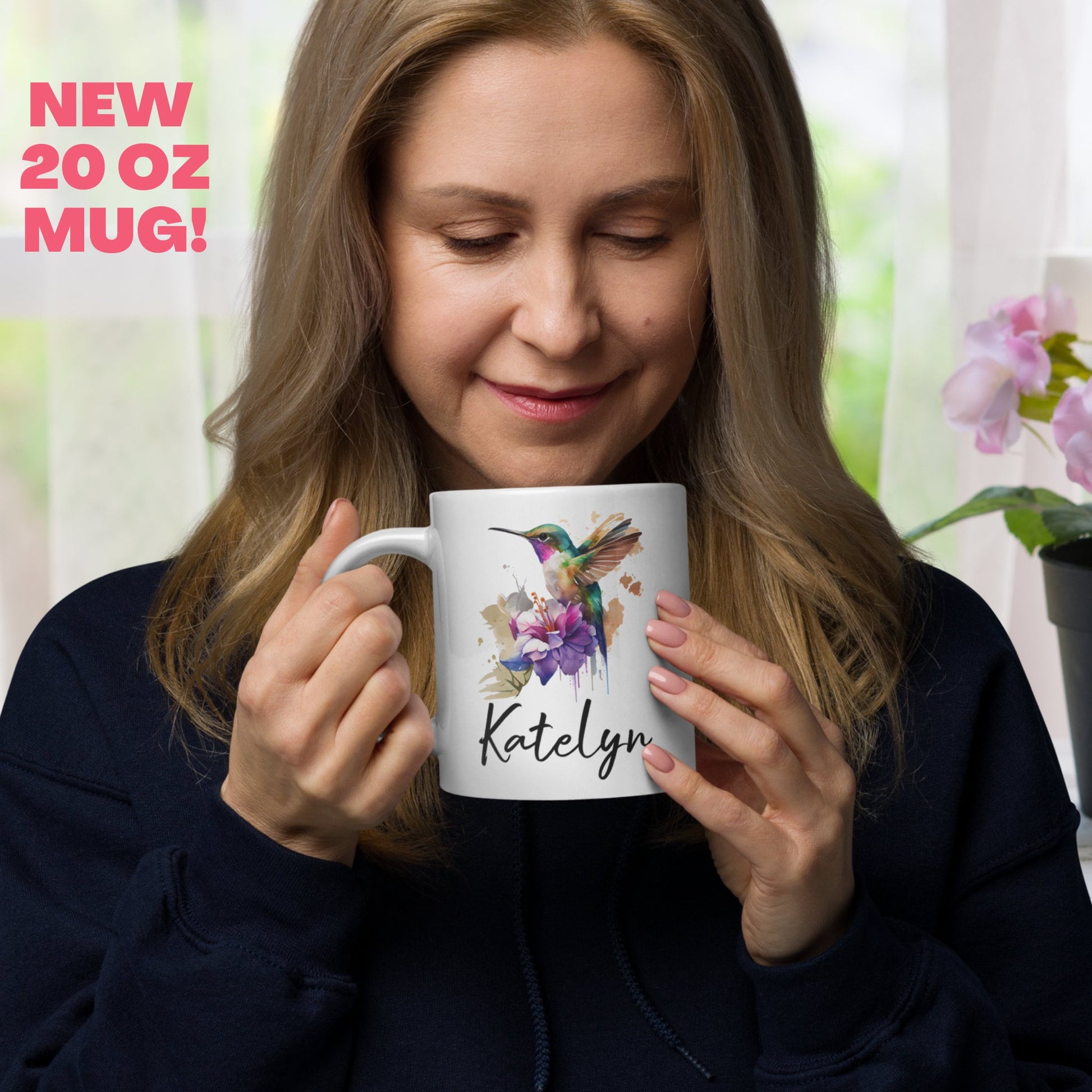 Personalized Hummingbird Mug, Bird Mug, Personalized Gift, Orchid Mug - Zehnaria - PETS & ANIMALS - Mugs