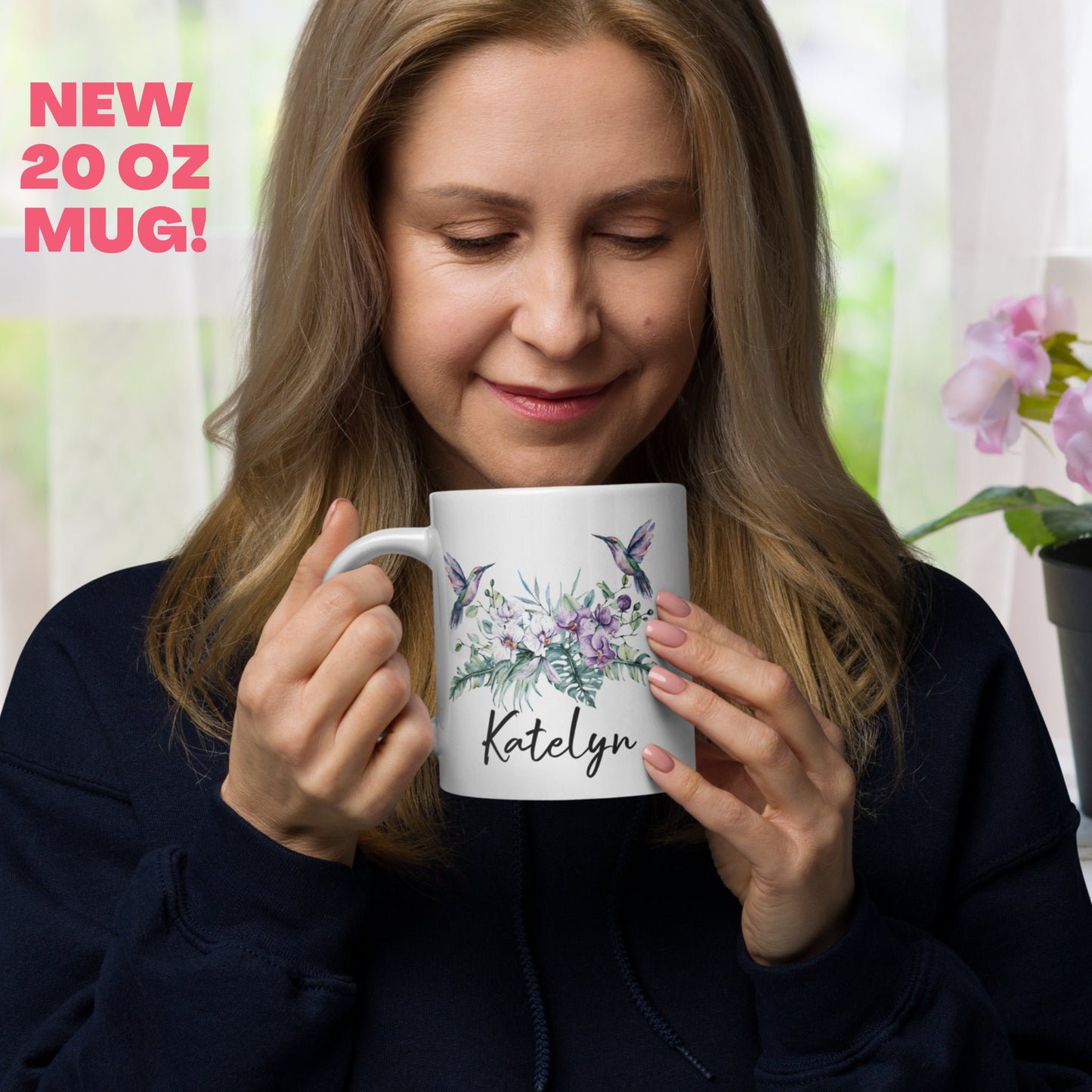 Humming Bird Mug, Personalized Gift, Orchid Wild Flower Mug, Name Mug - Zehnaria - PETS & ANIMALS - Mugs