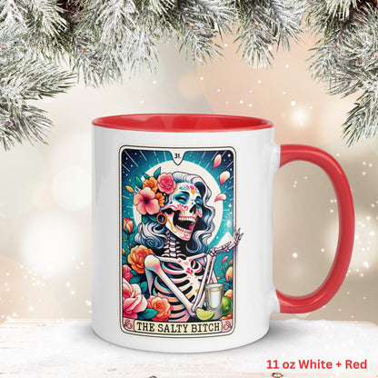 The Salty Bitch Tarot Card, Tarot Cards Gift, Skeleton Tarot, Funny Coffee Mug - Zehnaria - MYSTICAL - Mugs