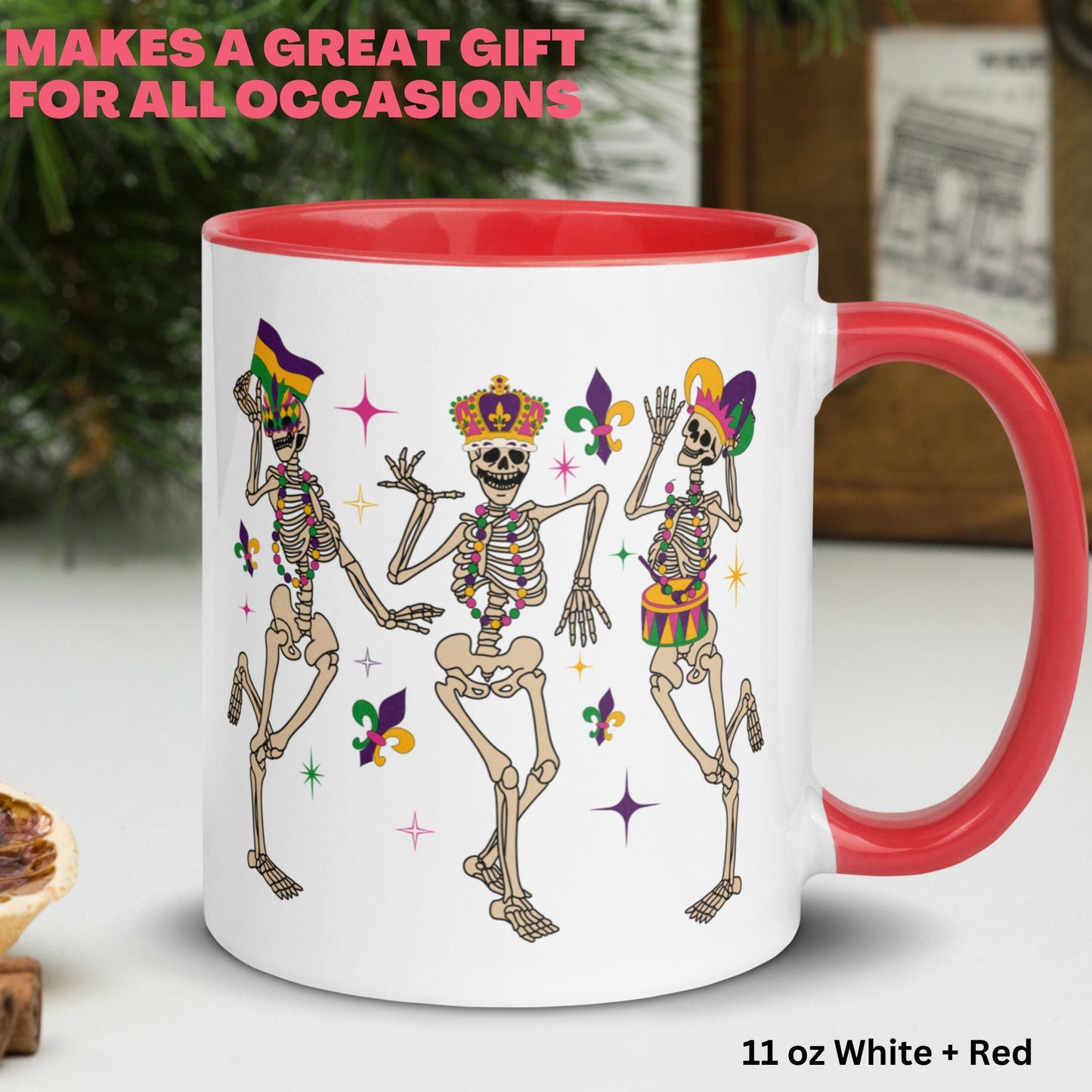 Mardi Gras Mug, Dancing Skeletons, Mardi Gras Skeleton, Mardi Gras Gifts - Zehnaria - MORE HOLIDAYS & SEASONS - Mugs