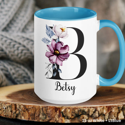 Monogram Name Mug, Personalized Gift, Initial Letter Mug, Mothers Day Gifts - Zehnaria - ALL PERSONALIZED - Mugs