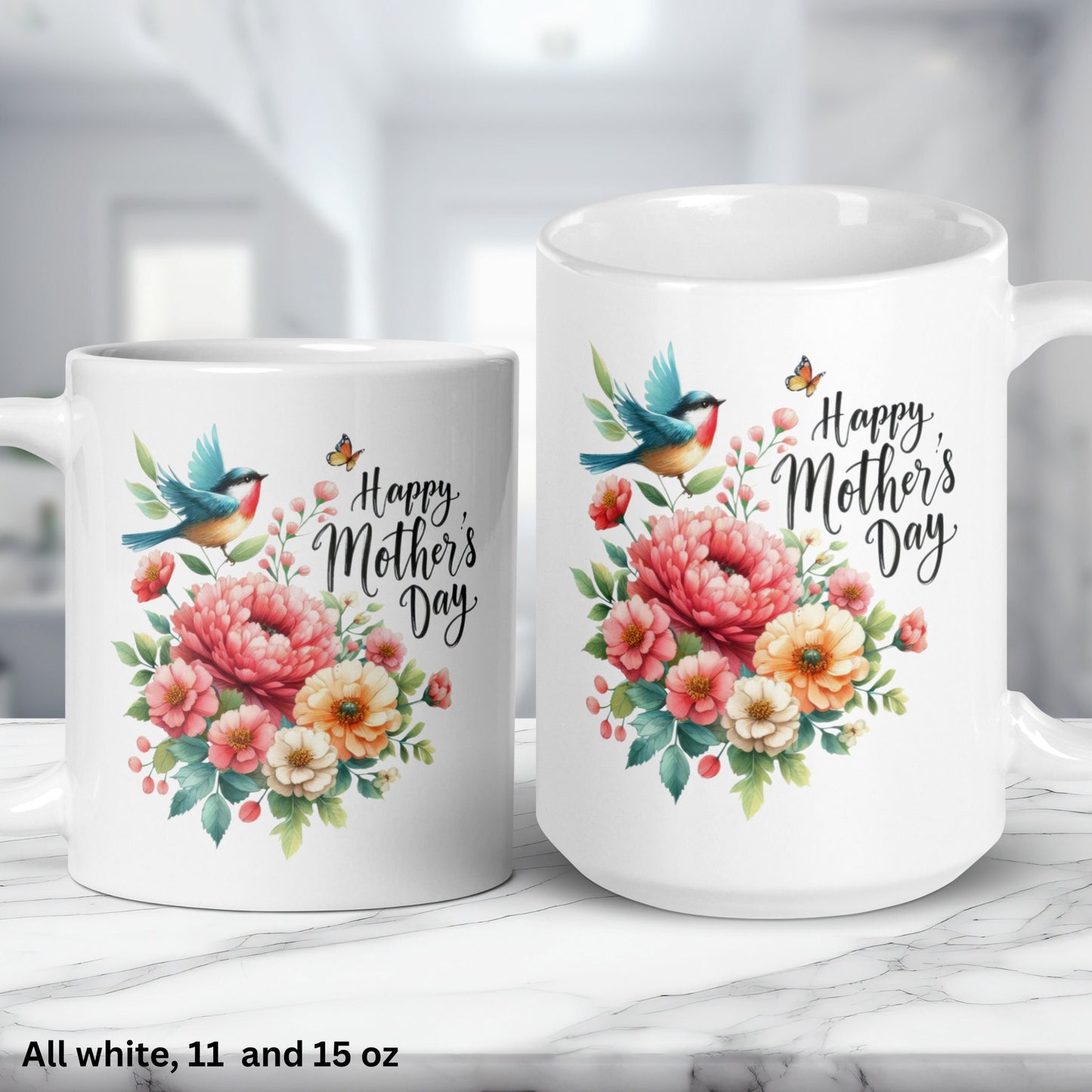 Happy Mothers Day, Floral Mug, Mothers Day Gifts, Mom Coffee Mug - Zehnaria - MORE HOLIDAYS & SEASONS - Mugs