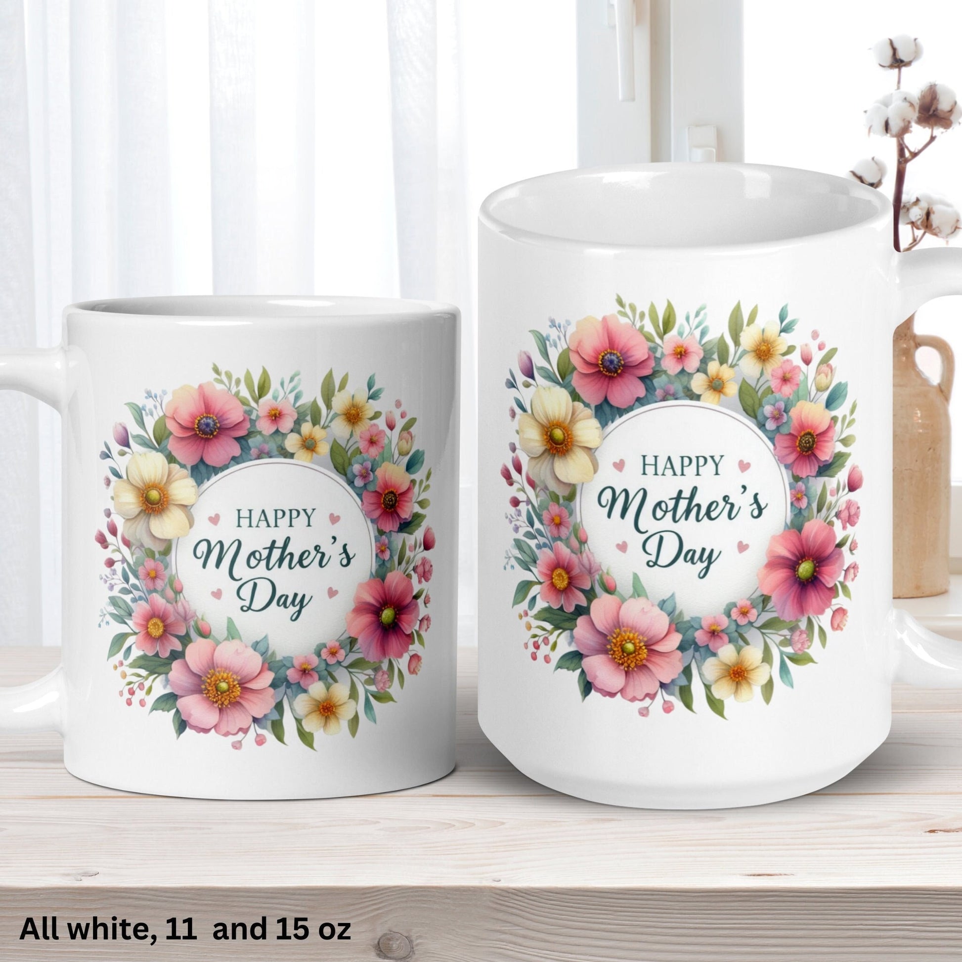 Happy Mothers Day, Floral Mug, Mothers Day Gifts, Mom Coffee Mug - Zehnaria - MORE HOLIDAYS & SEASONS - Mugs