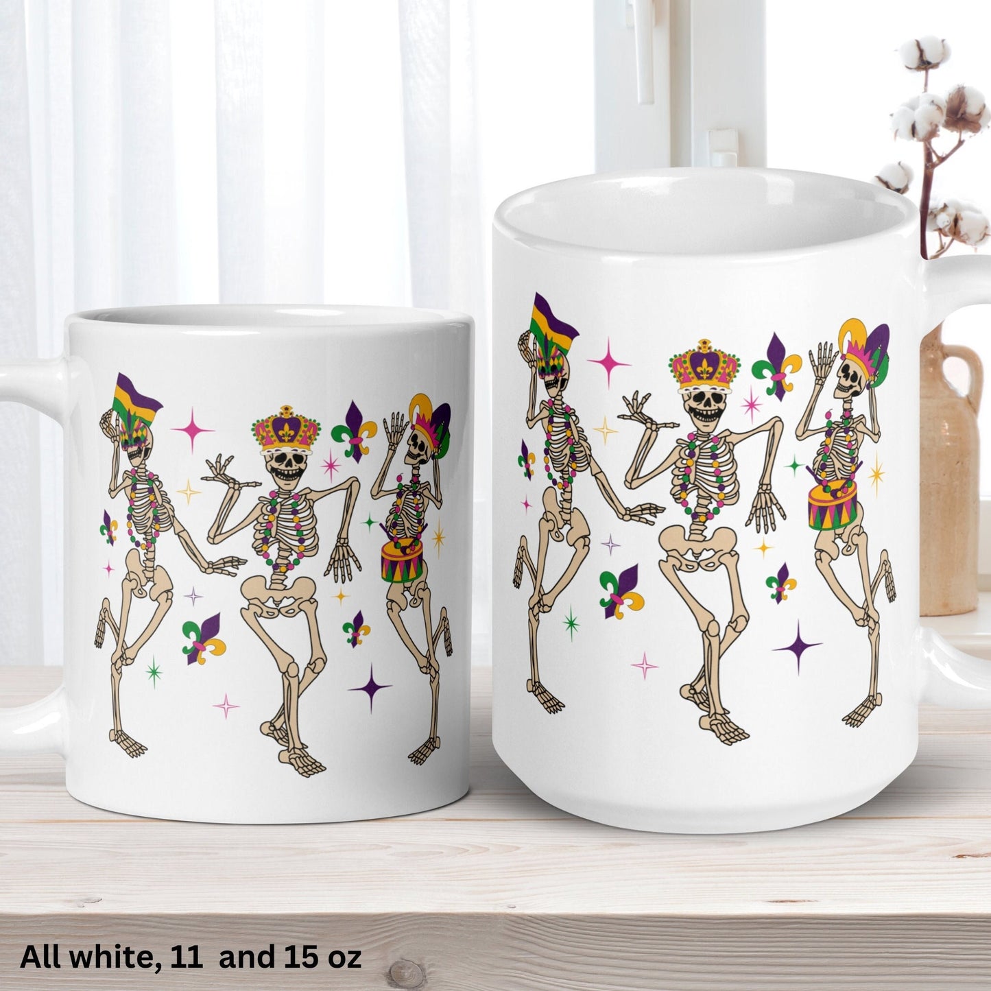 Mardi Gras Mug, Dancing Skeletons, Mardi Gras Skeleton, Mardi Gras Gifts - Zehnaria - MORE HOLIDAYS & SEASONS - Mugs