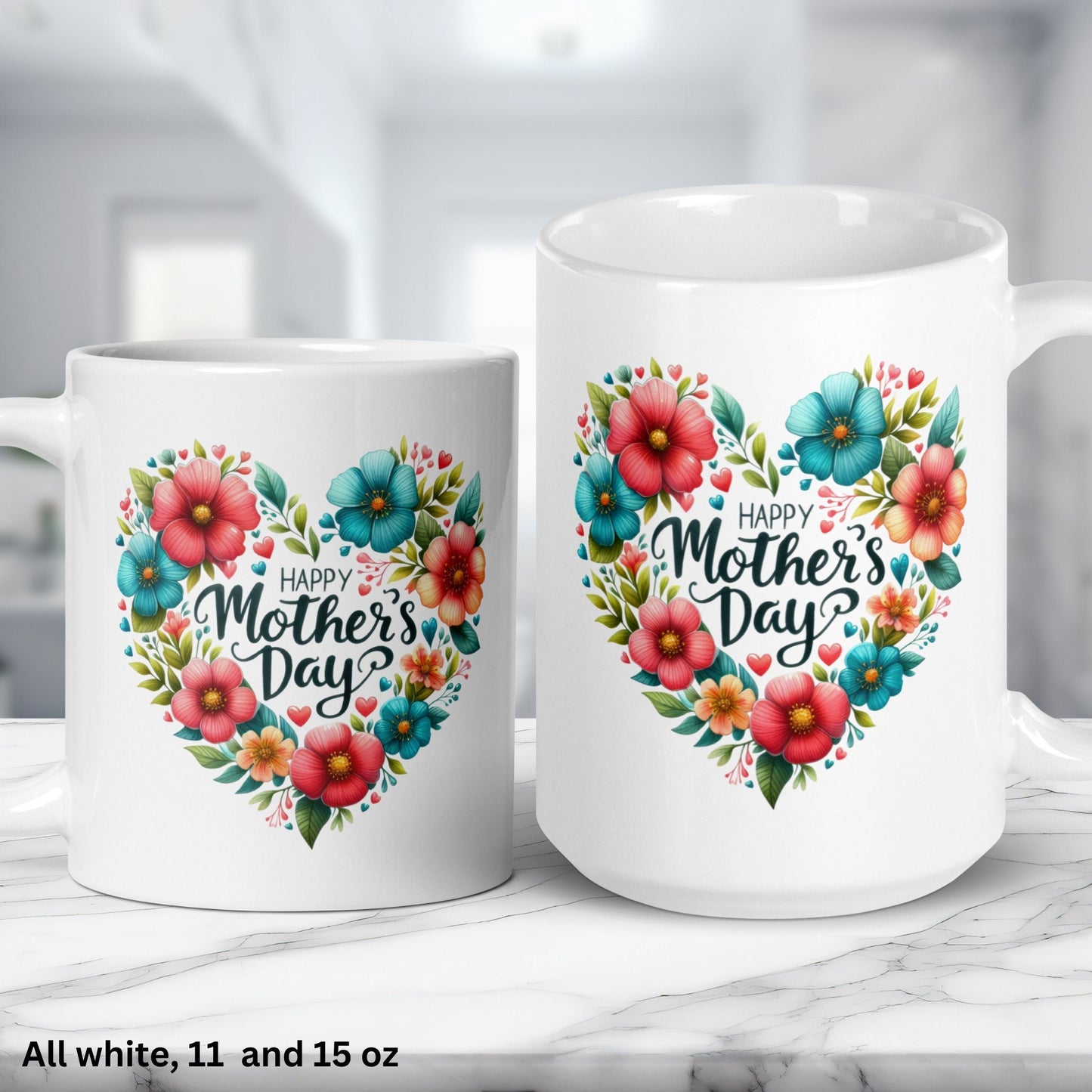 Happy Mothers Day, Floral Mug, Mothers Day Gifts, Mom Coffee Mug - Zehnaria - MORE HOLIDAYS & SEASONS - Mugs