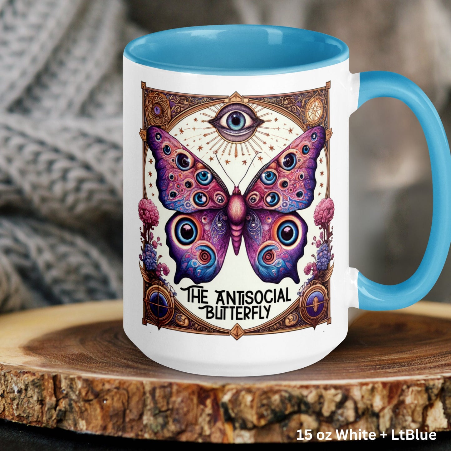 The Antisocial Butterfly Tarot Card, Skeleton Coffee Mug, Funny Witchy Mug, Halloween Gifts - Zehnaria - MYSTICAL - Mugs