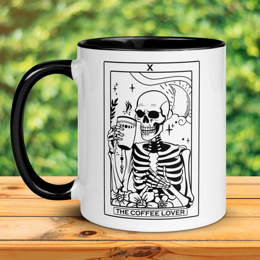 The Coffee Lover Tarot Card, Occult Skeleton Mug, Witchy Mug, Funny Coffee Mug - Zehnaria - MYSTICAL - Mugs