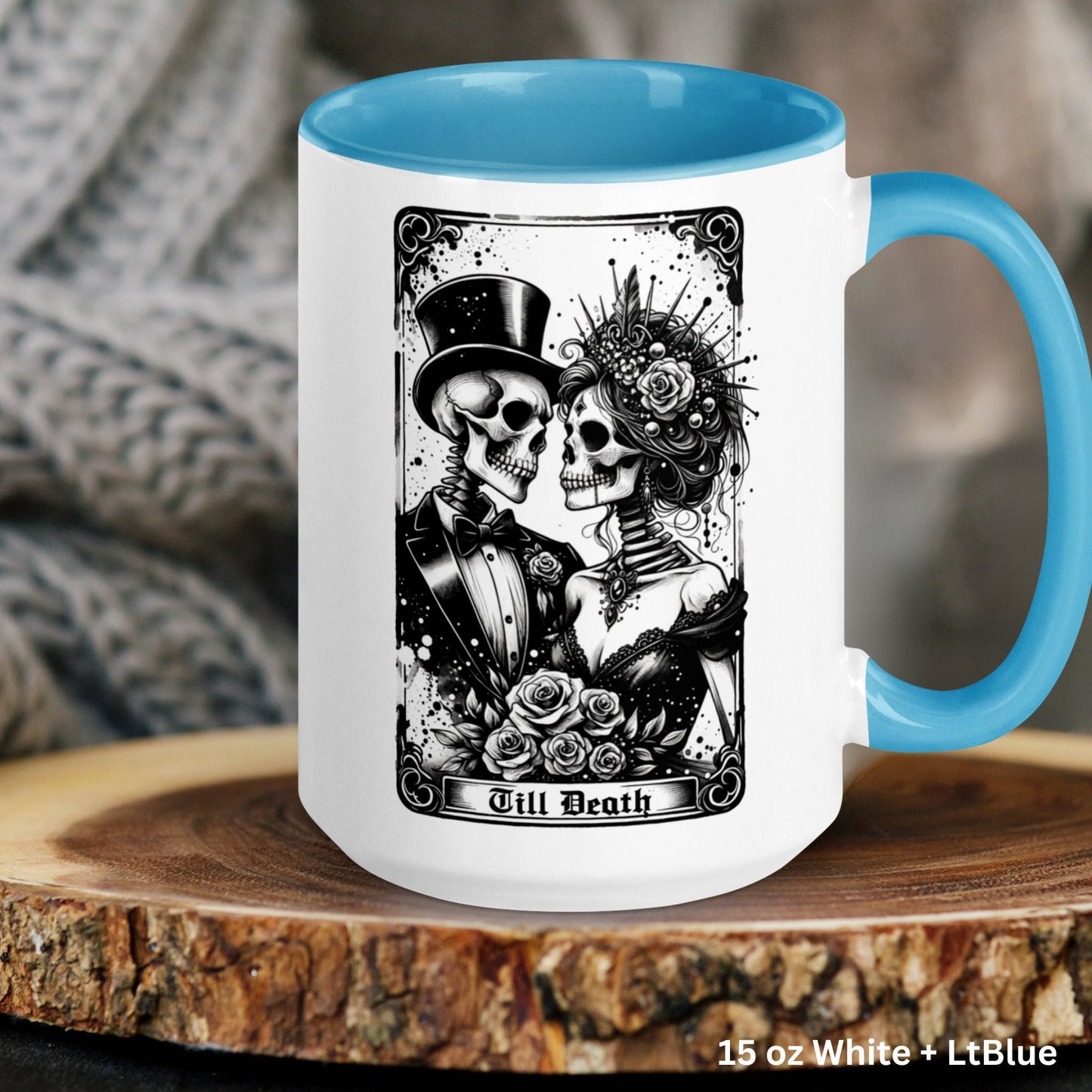 Till Death Gothic Wedding Tarot Card, Occult Skeleton Coffee Mug, Witchy Mug, Halloween Gifts - Zehnaria - MYSTICAL - Mugs