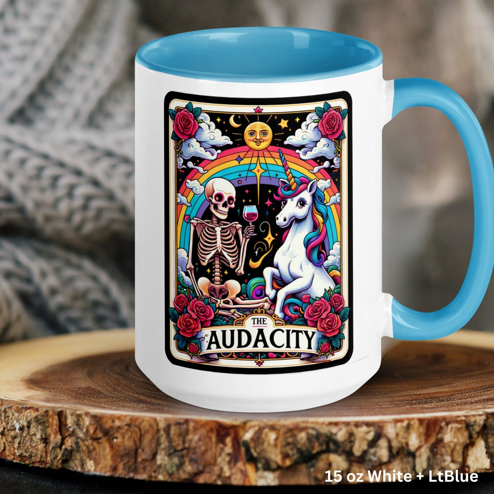 The Audacity Tarot Card, Occult Skeleton Coffee Mug, Witchy Mug, Gothic Witch Gifts - Zehnaria - MYSTICAL - Mugs