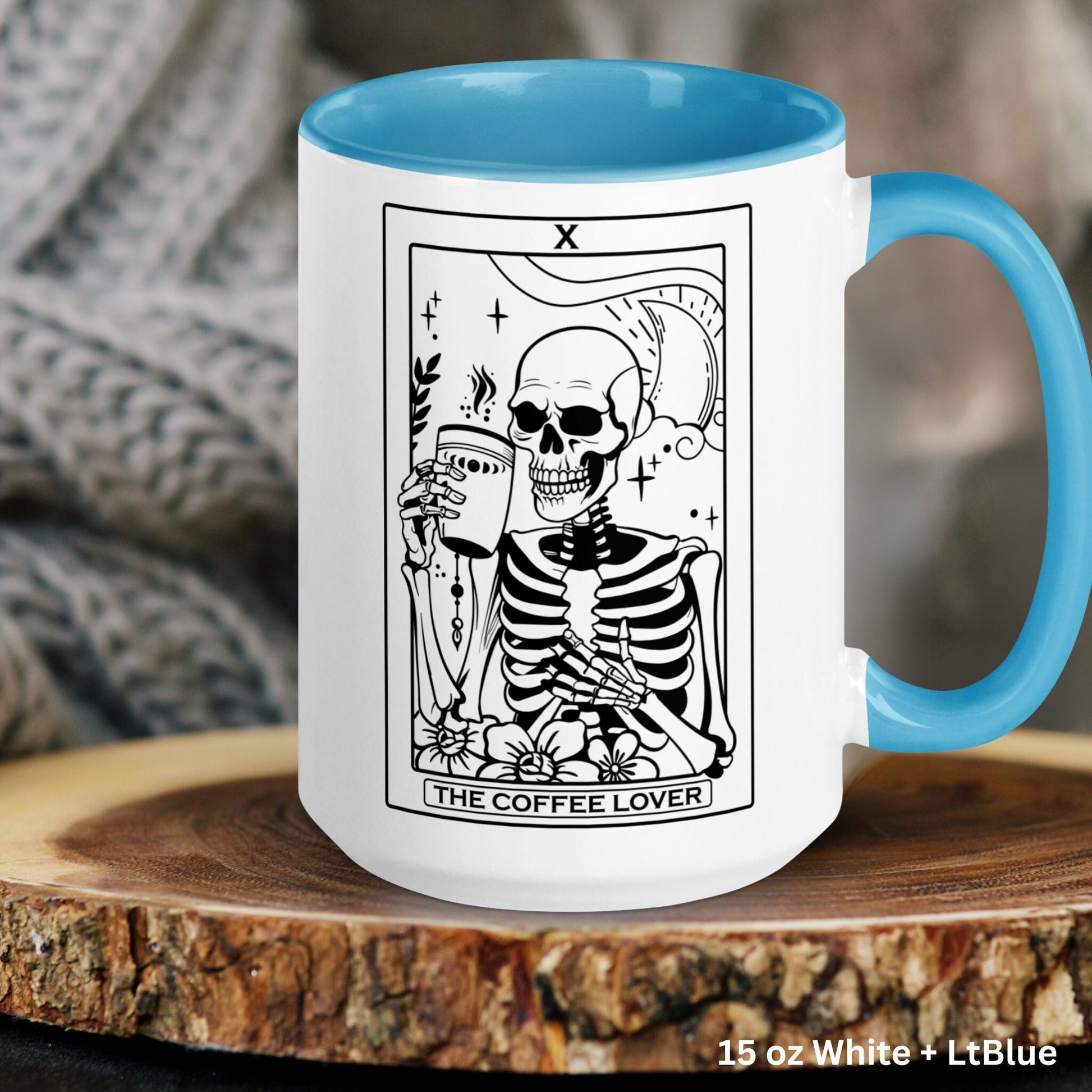 The Coffee Lover Tarot Card, Occult Skeleton Mug, Witchy Mug, Funny Coffee Mug - Zehnaria - MYSTICAL - Mugs