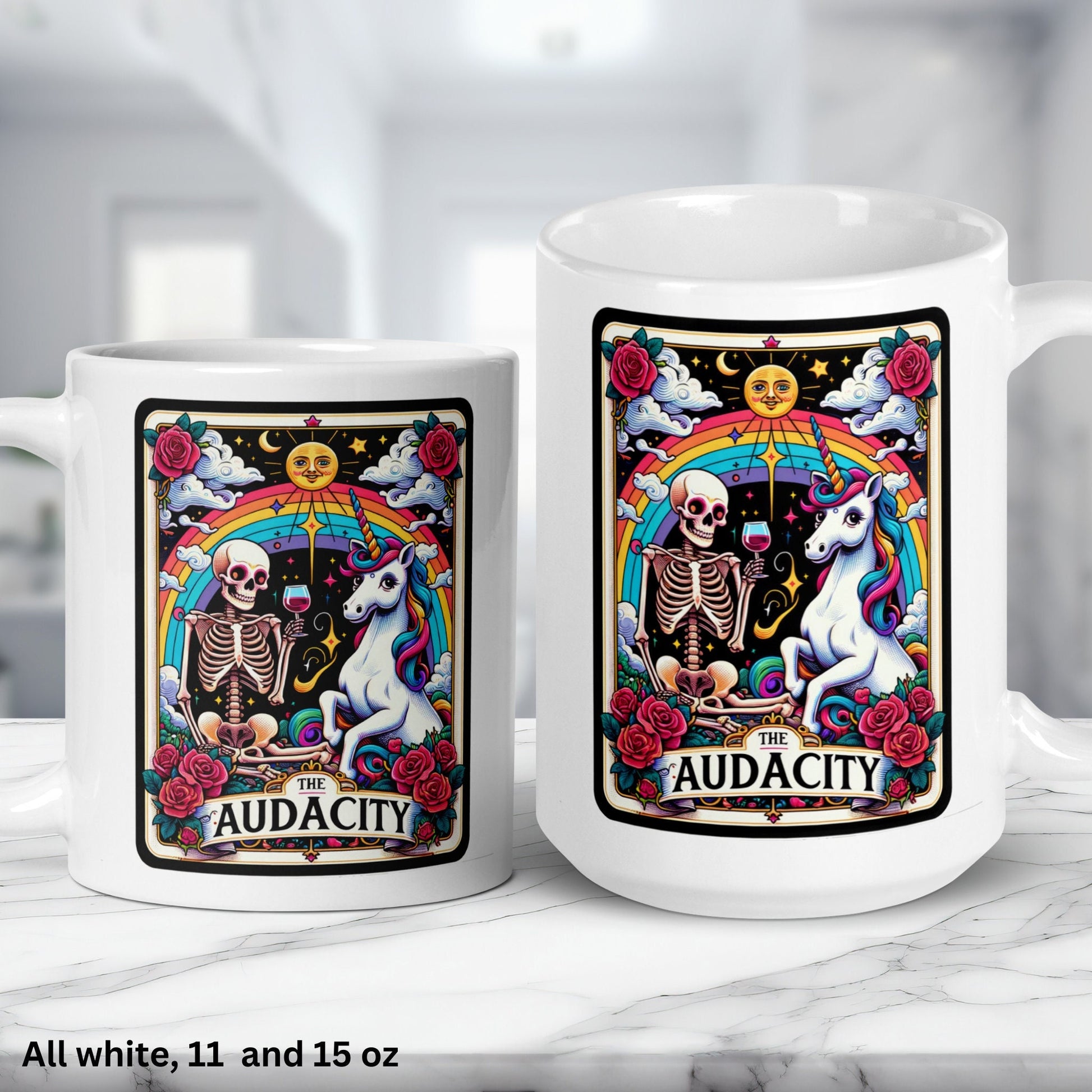 The Audacity Tarot Card, Occult Skeleton Coffee Mug, Witchy Mug, Gothic Witch Gifts - Zehnaria - MYSTICAL - Mugs