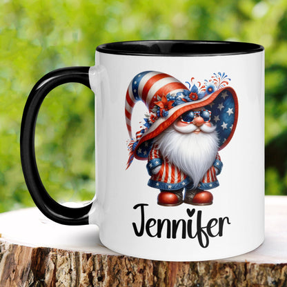 4th of July Gnome Mug, Personalized Garden Gnome, Memorial Day Mug, Patriotic Mug - Zehnaria - MORE HOLIDAYS & SEASONS - Mugs