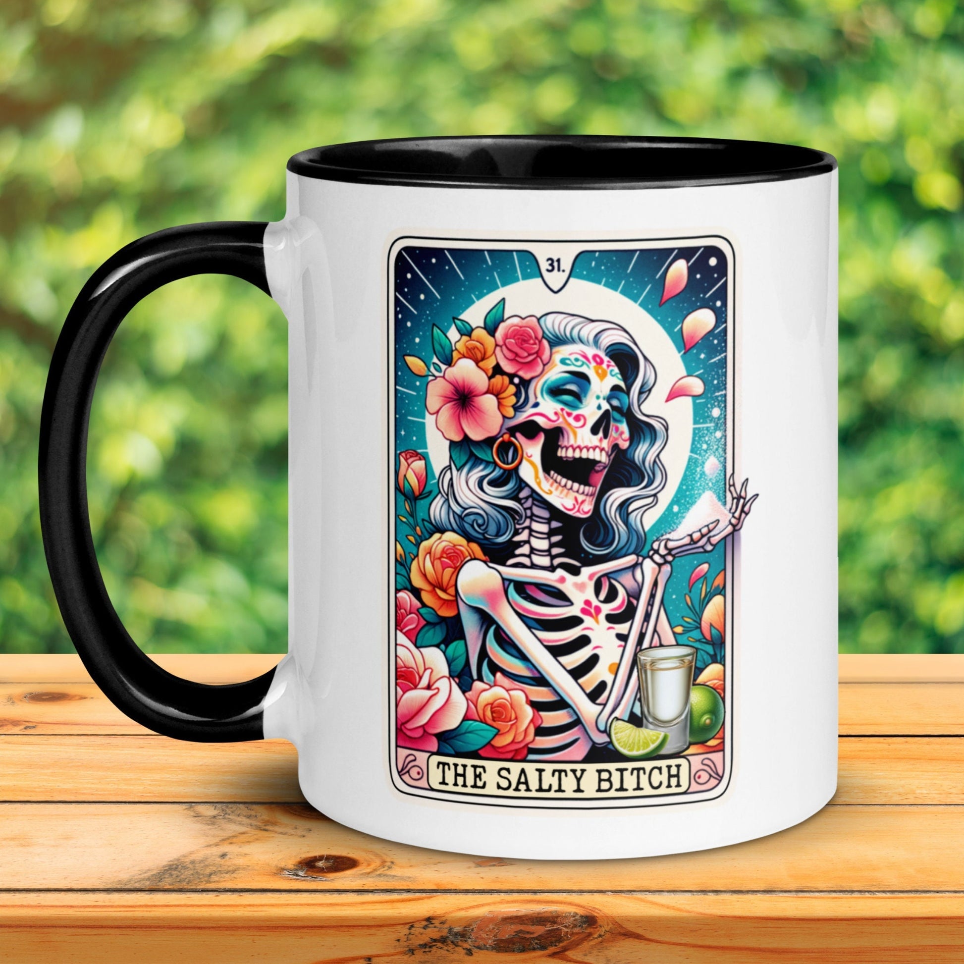 The Salty Bitch Tarot Card, Tarot Cards Gift, Skeleton Tarot, Funny Coffee Mug - Zehnaria - MYSTICAL - Mugs