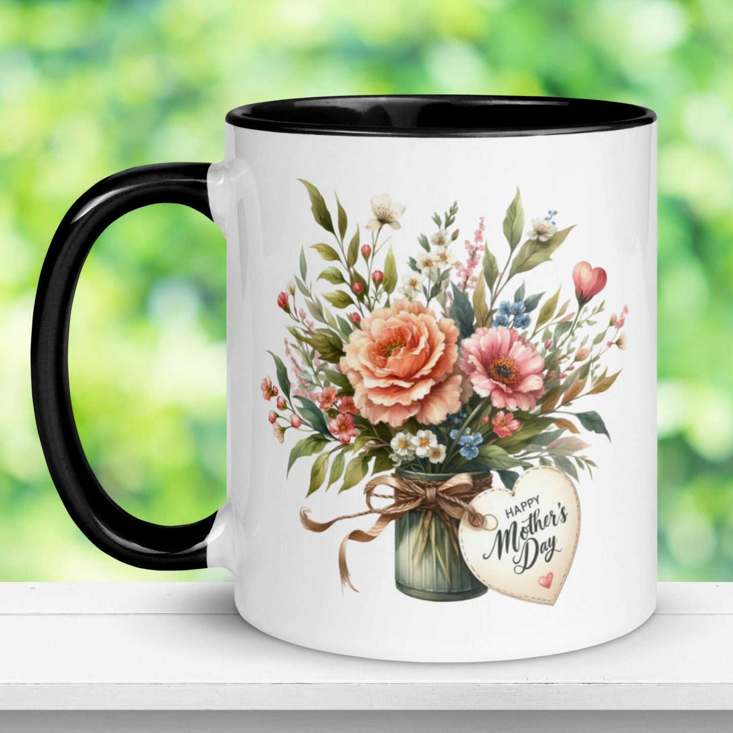 Happy Mothers Day, Floral Bouquet, Mothers Day Gifts, Mom Coffee Mug - Zehnaria - MORE HOLIDAYS & SEASONS - Mugs