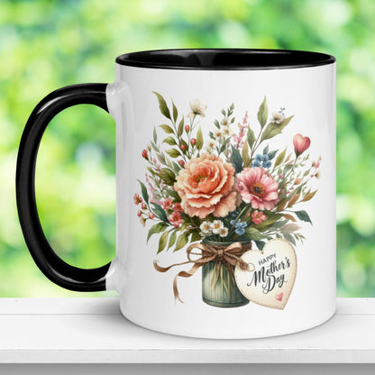 Happy Mothers Day, Floral Bouquet, Mothers Day Gifts, Mom Coffee Mug - Zehnaria - MORE HOLIDAYS & SEASONS - Mugs