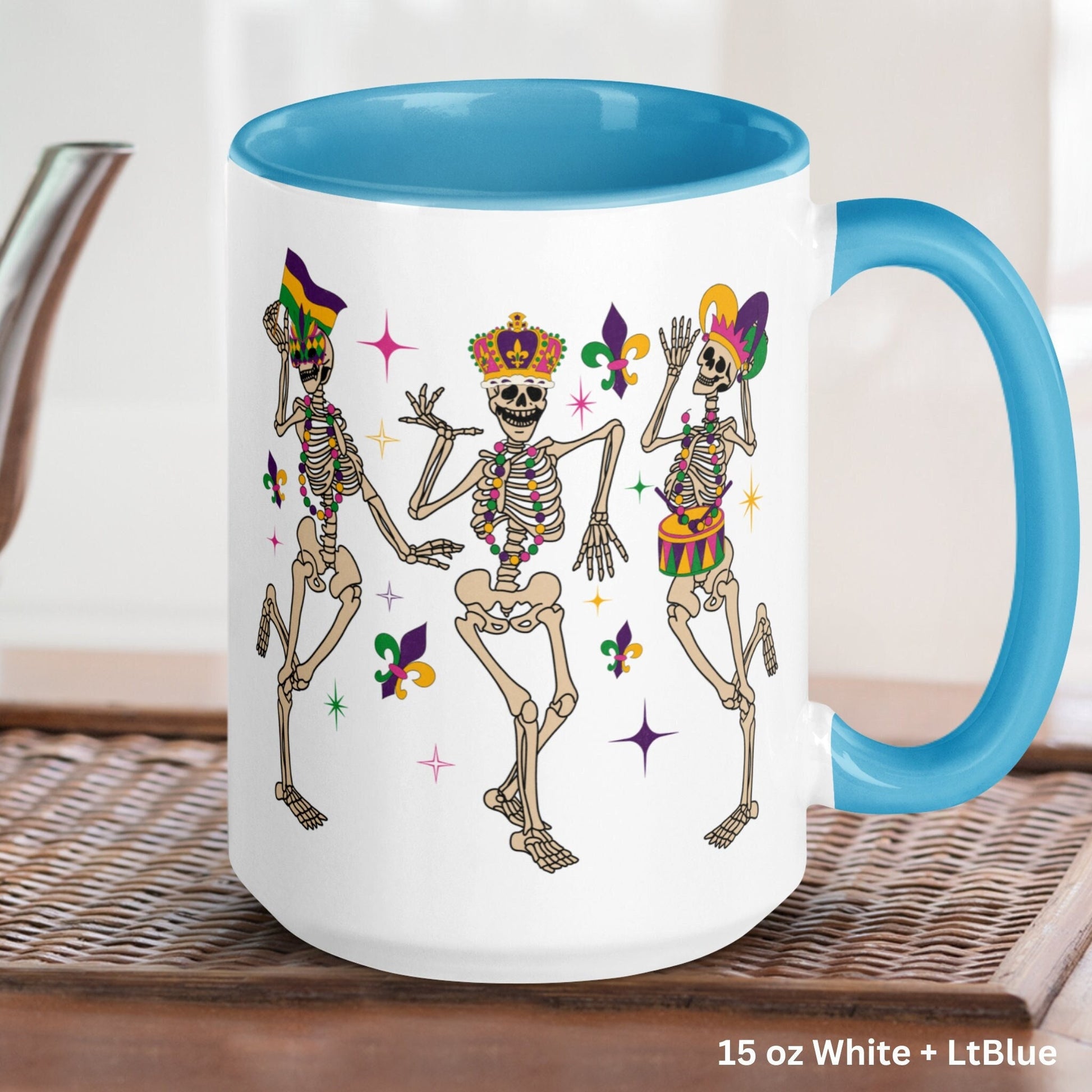 Mardi Gras Mug, Dancing Skeletons, Mardi Gras Skeleton, Mardi Gras Gifts - Zehnaria - MORE HOLIDAYS & SEASONS - Mugs