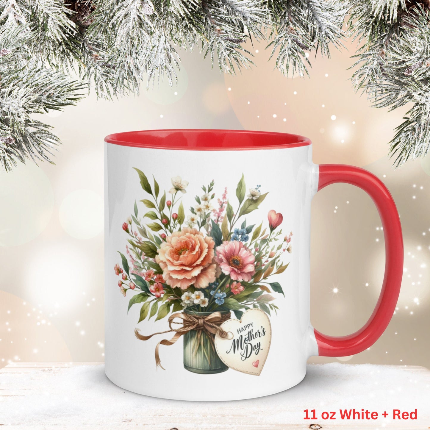 Happy Mothers Day, Floral Bouquet, Mothers Day Gifts, Mom Coffee Mug - Zehnaria - MORE HOLIDAYS & SEASONS - Mugs