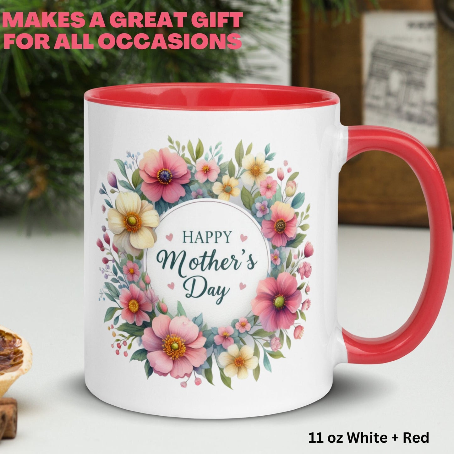 Happy Mothers Day, Floral Mug, Mothers Day Gifts, Mom Coffee Mug - Zehnaria - MORE HOLIDAYS & SEASONS - Mugs