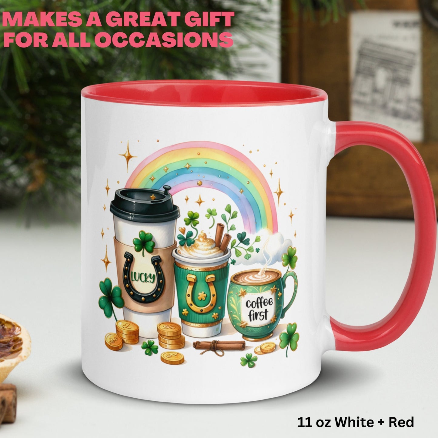 St Patricks Day Gifts, Rainbow Mug, Irish Coffee Mug, Saint Patricks Day - Zehnaria - MORE HOLIDAYS & SEASONS - Mugs