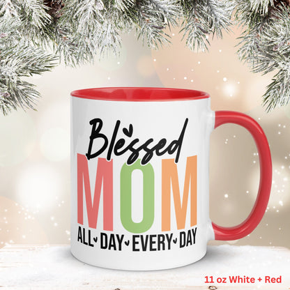 Blessed Mom All Day Every Day Mug, Christian Gifts, Mothers Day Gifts, Mom Coffee Mug - Zehnaria - FAMILY & FRIENDS - Mugs