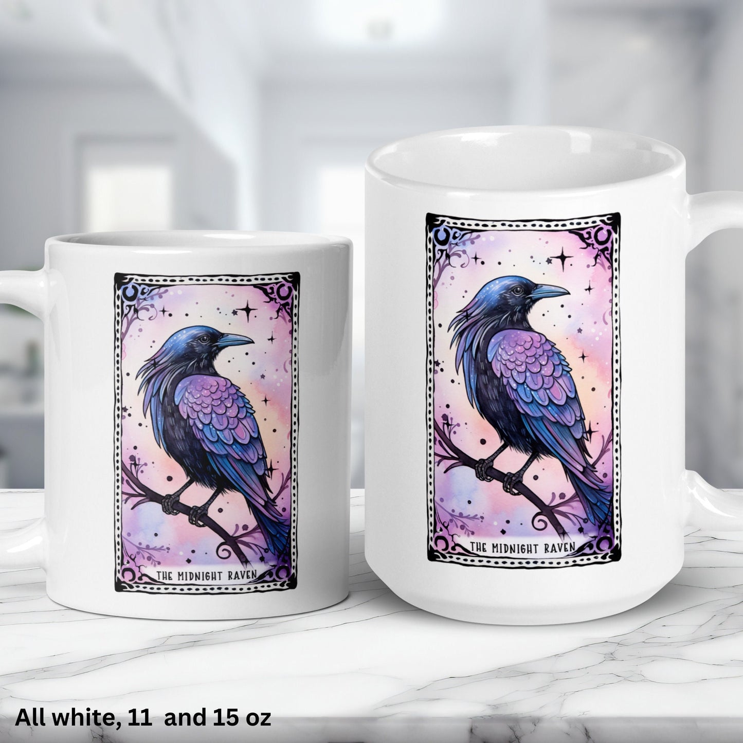 Gothic Raven Tarot Card Mug, Crow Coffee Mug, Witchy Mug, Halloween Gifts - Zehnaria - MYSTICAL - Mugs