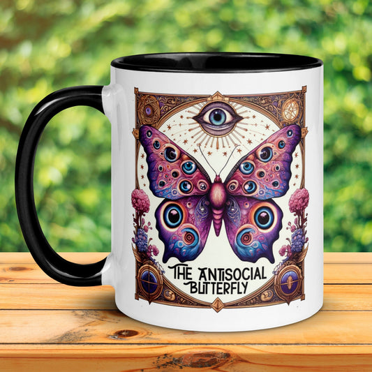 The Antisocial Butterfly Tarot Card, Skeleton Coffee Mug, Funny Witchy Mug, Halloween Gifts - Zehnaria - MYSTICAL - Mugs